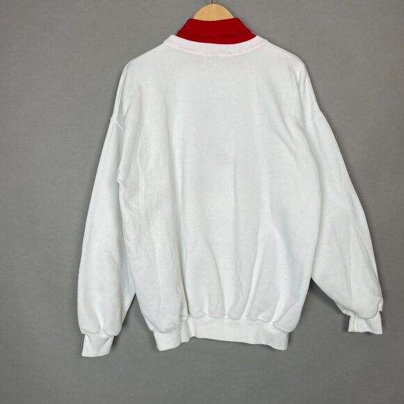 Vintage 90s Christmas Sweatshirt Cardinal Bird Winter White‎ Size XL Holiday Top - Picture 2 of 13